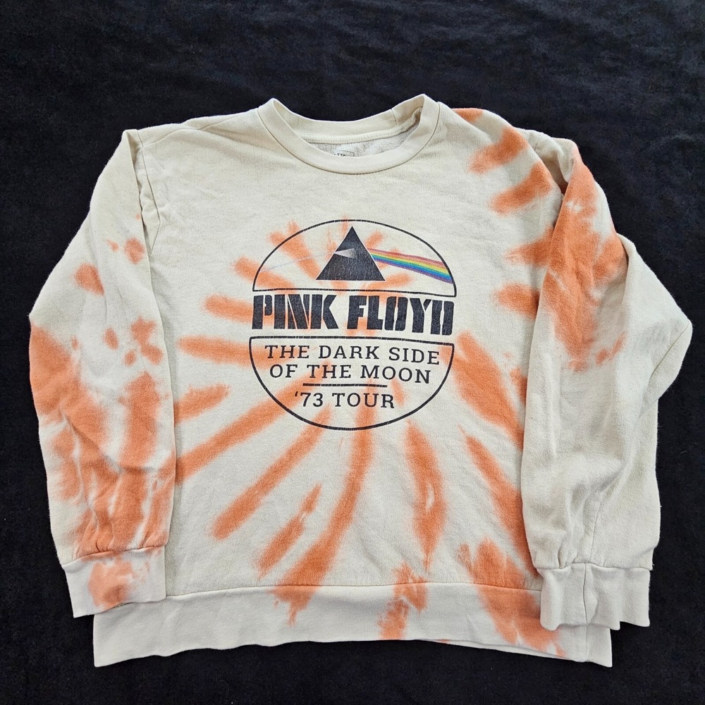 Pink Floyd Dark Side of the Moon Beige Tie-Dye Pullover Sweatshirt Women's S